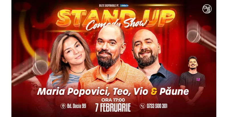 Stand-up Comedy cu Maria Popovici, Teo, Vio - Păune la Club 99-1
