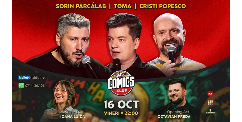 Stand-up cu Cristi Popesco, Toma, Sorin Pârcălab și Ioana Luiza la ComicsClub!-1