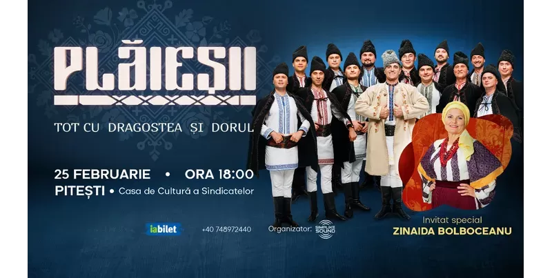 Pitești: Ansamblul Plăieșii & Zinaida Bolboceanu - Turneu 2026: «Tot cu dragostea și dorul»-1