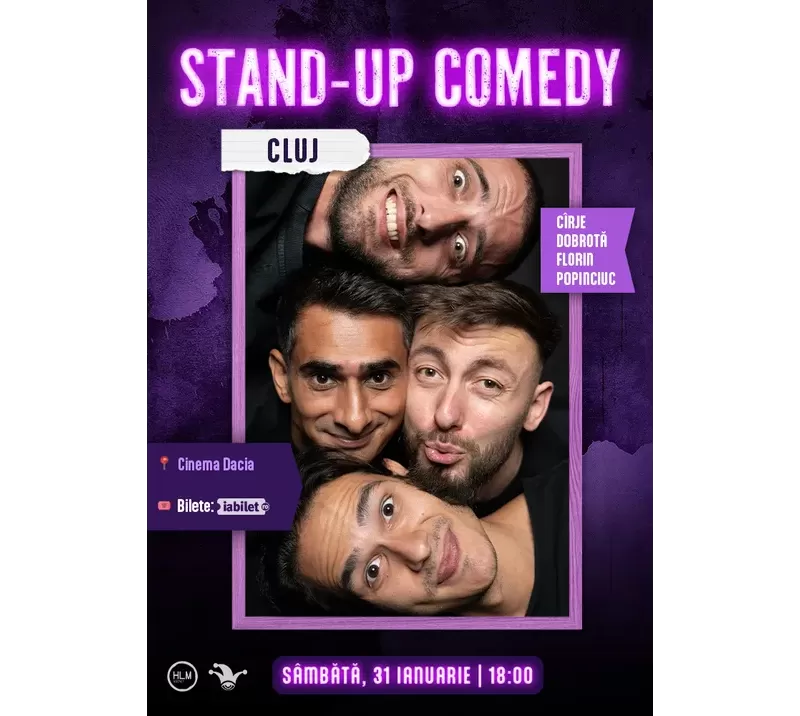 Cluj-Napoca: Stand-up comedy cu Cîrje, Florin, Dobrotă și Popinciuc - ORA 18:00-1