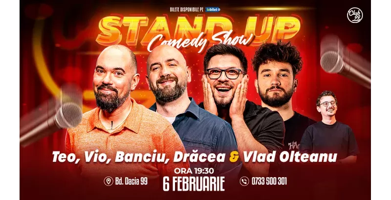 Stand-up Comedy cu Teo, Vio, Banciu, Drăcea - Vlad Olteanu la Club 99-1