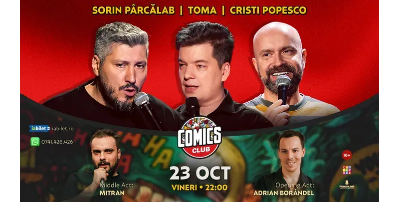 Stand-up cu Cristi Popesco, Toma, Sorin Pârcălab și Mitran la ComicsClub!-1