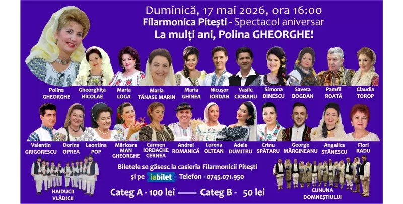 Pitesti:  Spectacol aniversar „La mulți ani, Polina Gheorghe!”-1