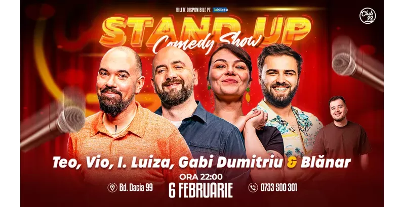 Stand-up Comedy cu Teo, Vio, Ioana Luiza, Gabi Dumitriu - Marian Blănar la Club 99-1