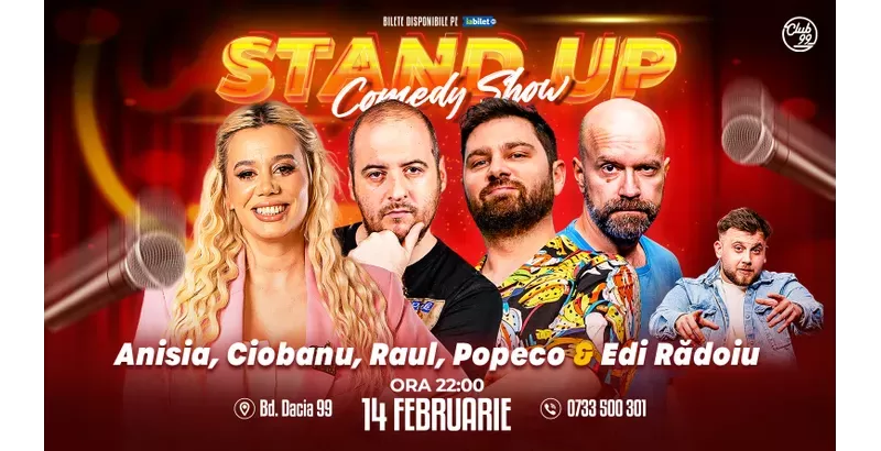 Stand-up Comedy cu Anisia, Andrei Ciobanu, Raul Gheba, Cristi Popesco - Edi Rădoiu la Club 99-1